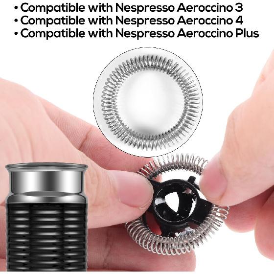 2pcs Spring Coils for Nespresso Aeroccino 3/4 / Plus Whisk, Stainless Steel Milk Frother Whisk Spiral Coils Ring Replacement Parts for Nespresso Milk