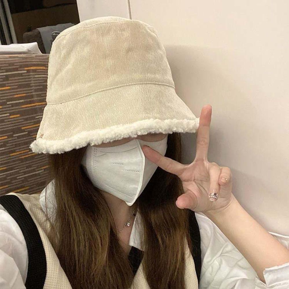 Простая панама из овечьей шерсти, повседневные женские шляпы, зимняя плюшевая шляпа-рыбак в корейском стиле для женщин