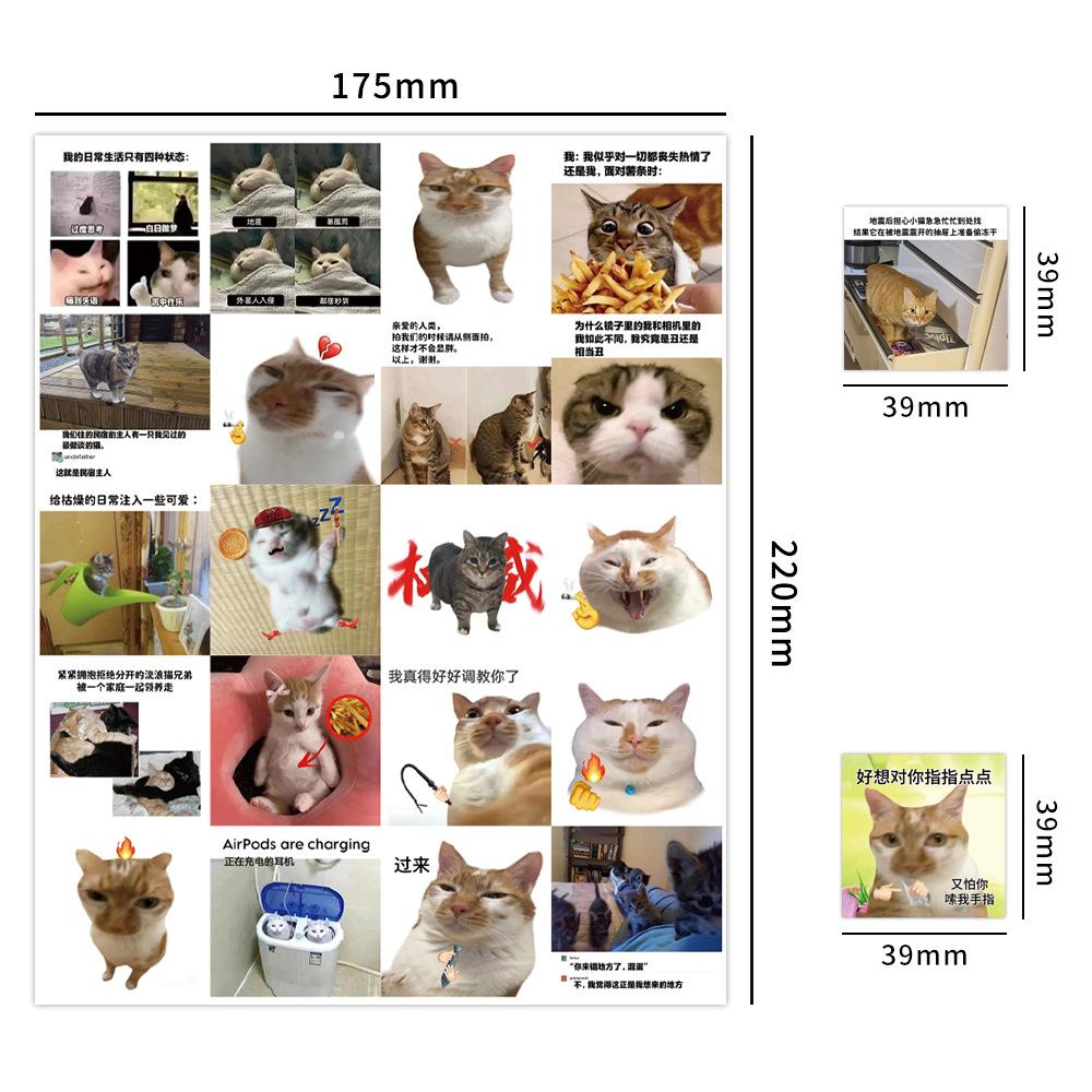 80 Cat Meme Tee Emoticon Pack 4 Open Graffiti Stickers Decorative Scooter DIY Personality Stickers