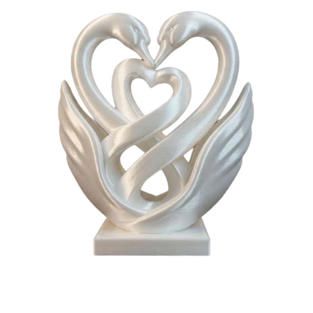 Home Decoration Swan Ornaments 3D Printed Swan Statue Ideal Gift Hollow Heart Models Bedroom