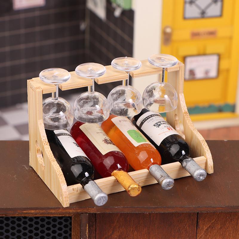 Кукольный домик Миниатюрный Мини Винный Бокал Стойка Набор Бокалов Модель Мебель Для Дома Декор Игрушка Кукольный Дом Аксессуары