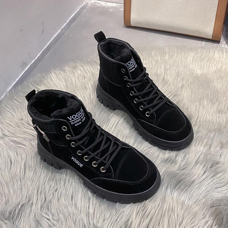 Женские зимние ботинки для снега, новые теплые плюшевые женские туфли, модные ботильоны на платформе со шнуровкой, женские повседневные кроссовки, короткие ботинки