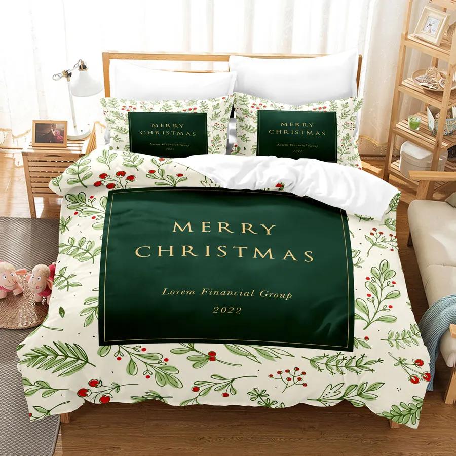 Comforter Christmas 200X200 Green King 3D Bedding Sets 3Pcs 2Pcs Single Double Bed Twin Full Size Thin Fabric