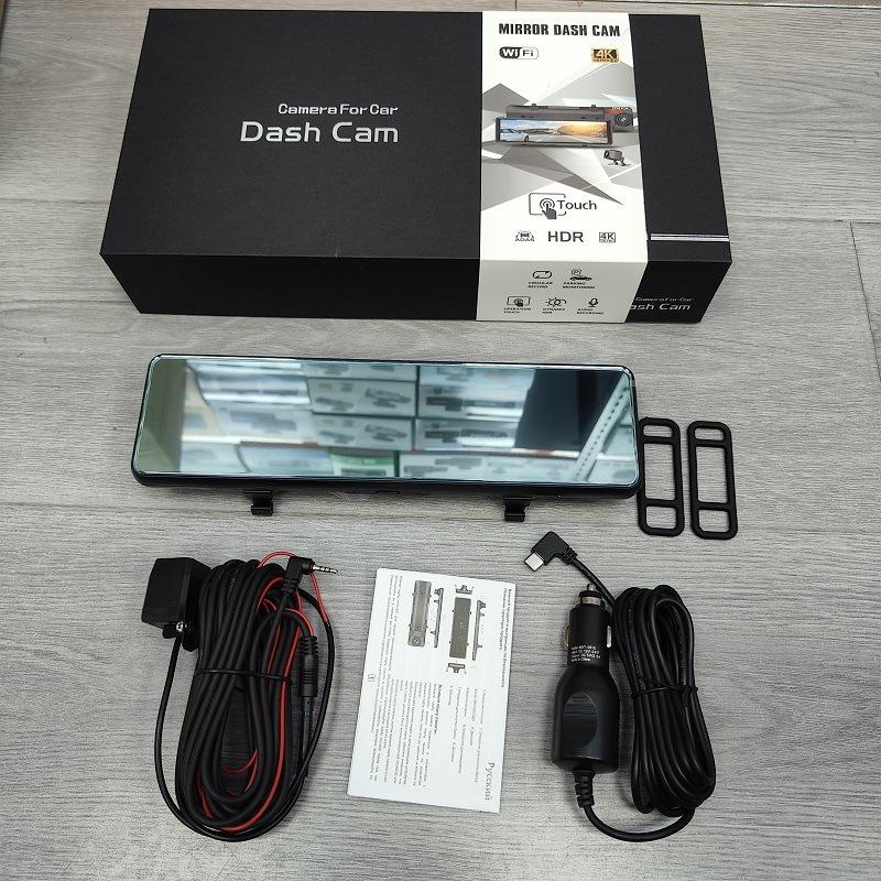 10.1-inch 4K HD WiFi Mobile Connected Driving Recorder with GPS ADAS 24-hour Monitoring Streaming Media