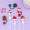6 шт. Рождественские силиконовые заглушки для соломинок, пылезащитные колпачки для питьевых соломинок, топперы, мультяшные украшения, крышки для соломинок для стаканов, чашек