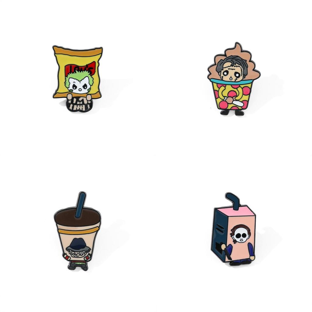 Мультяшная Креативная Брошь на Хэллоуин Персонаж Фильма Ужасов Клоун Бензопила Кукла Ужасов Металлический Значок