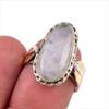 Natural Rainbow Moonstone Gemstone 925 Sterling Silver Two Tone Ring S.6.5 K8L66