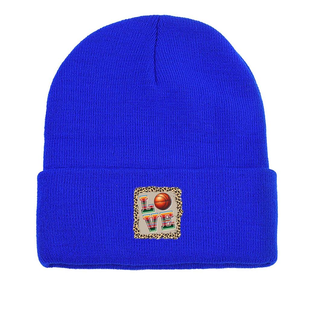 LOVE" Basketball Warm Knitted Cap Beanie, Woman Cap Thermal Winter Sporting Pompom Beanies Knit Hat Beanie