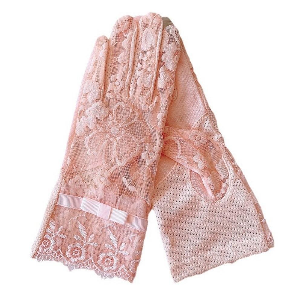 Lace Women Sun Protection Gloves Anti-skid Summer Sunscreen Gloves Ice Silk Lace Gloves Party Wear