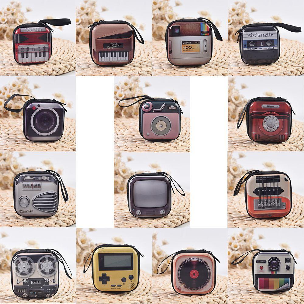 Player Pattern Tinplate Coin Purse Earphone Cable Storage Bag Change Zipper Pocket Cute Cartoon