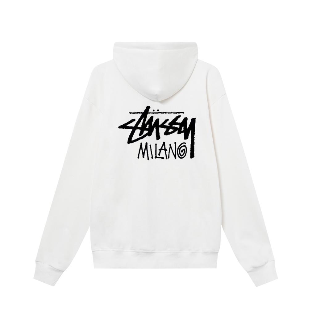 Stussy 2025 Новая весна и осень Большие размеры Тонкий стиль Классический MILAN Letter Printing молния с капюшоном Толстовка для пар