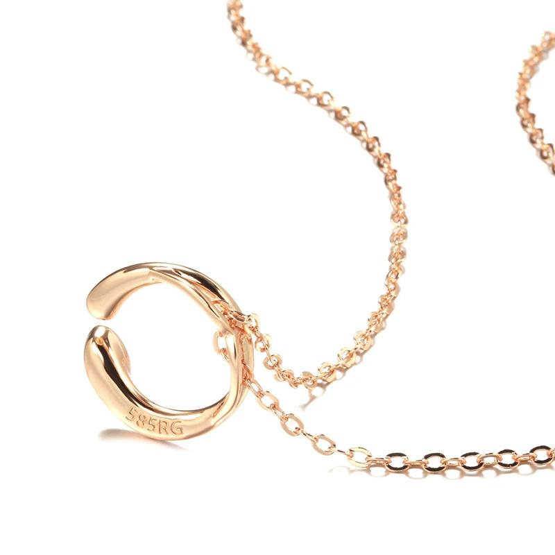 Простое ожерелье с подвеской цвета розового золота для женщин, модное, уникальное, с натуральным цирконом, высокого качества, для повседневной носки, изящные ювелирные изделия