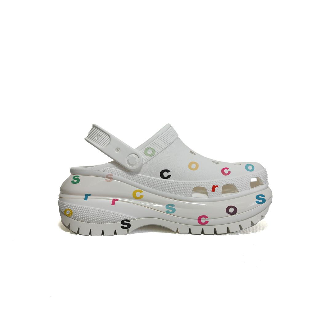 Crocs Mega Crush Clog White Colourful Halo Wheel Crocs EVA Casual Personality Fashion Hole Shoes Unisex White