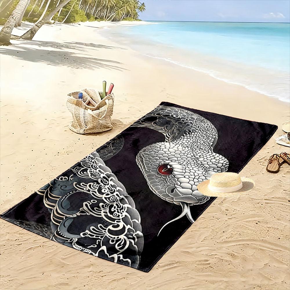 Majestic serpent's intricate elegance Print beach towel, quick drying, suitable for travel, outdoor sports, jogging, the beach and swimming, gift