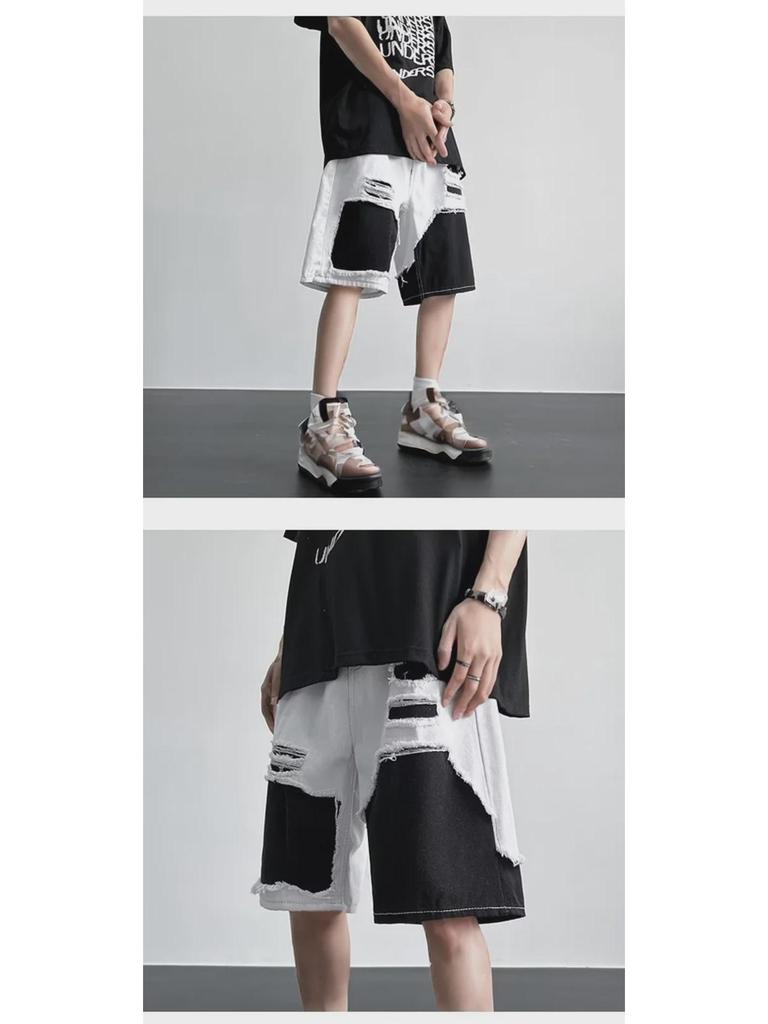 Расклешенные черно-белые мужские джинсы — американский стиль, дизайн Mandarin Duck, стильные широкие штанины уличного стиля.