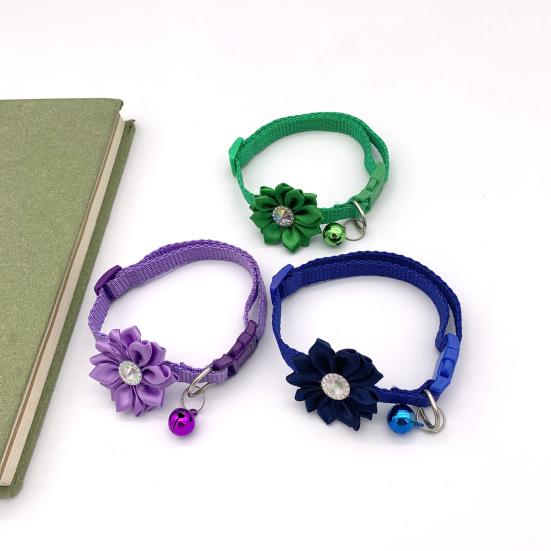 Ошейник для домашних животных, инкрустированный стразами, нарядный, красивый, для домашних животных, собак, кошек, отделочный цветочный ошейник с колокольчиком