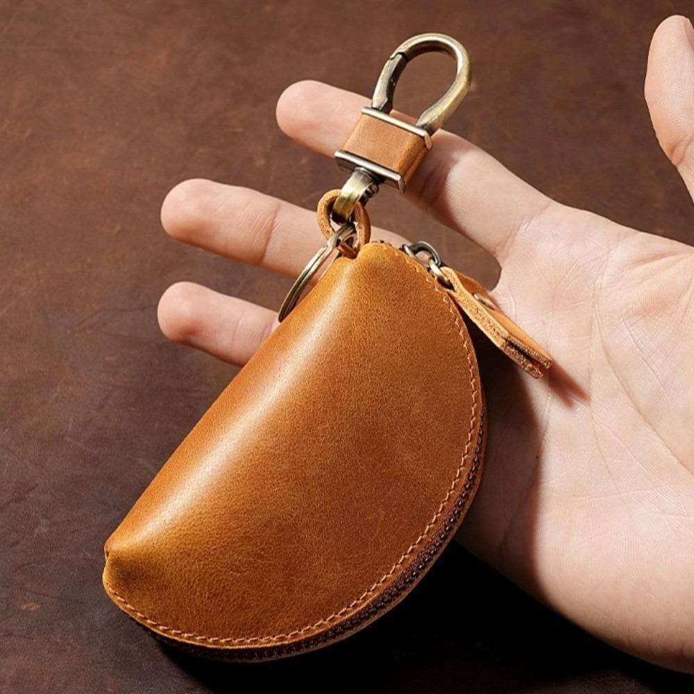 Multi-Color Key Case with Carabiner Crazy Horse Leather Key Storage Bag Leather Key Holder Car Key
