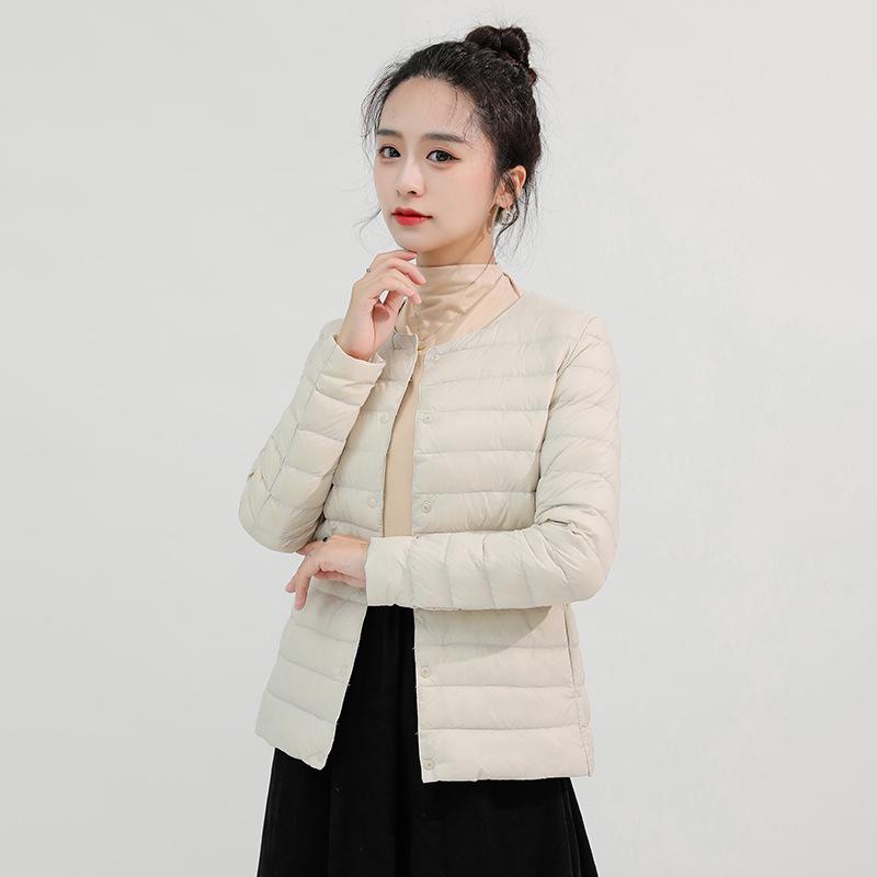 Men's Lightweight Collarless Down Jacket - Autumn/Winter, Plus Size Round Neck White Duck Coat