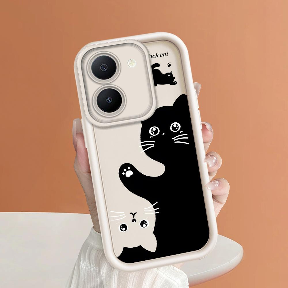 Мягкие силиконовые квадратные лестницы с мультяшным узором, полное покрытие, защита камеры, противоударный чехол для iPhone Infinix Tecno Vivo