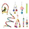 8 шт. Подвесные качели-колокольчики для птиц, нить из деревянных бусин, вращающаяся лестница, матовый стержень, игрушка для попугая, чтобы грызть и жевать, аксессуар для клетки