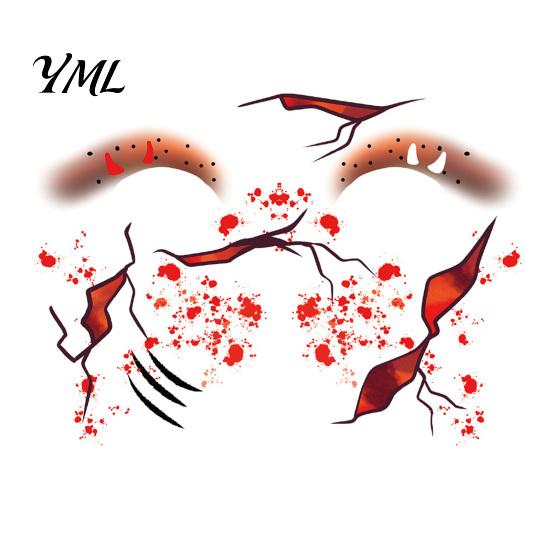Skin Friendly Temporary Face Art Halloween Tattoo Stickers, Waterproof Scary Makeup Decals for Party, Durable Sweat Proof Stickers Wound Scar