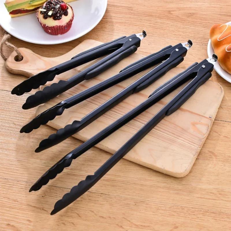 9/12/14Inch Silicone BBQ Grilling Tong Salad Bread Serving Tong Non-Stick Kitchen Barbecue Grilling Cooking TongNLock Food Clip