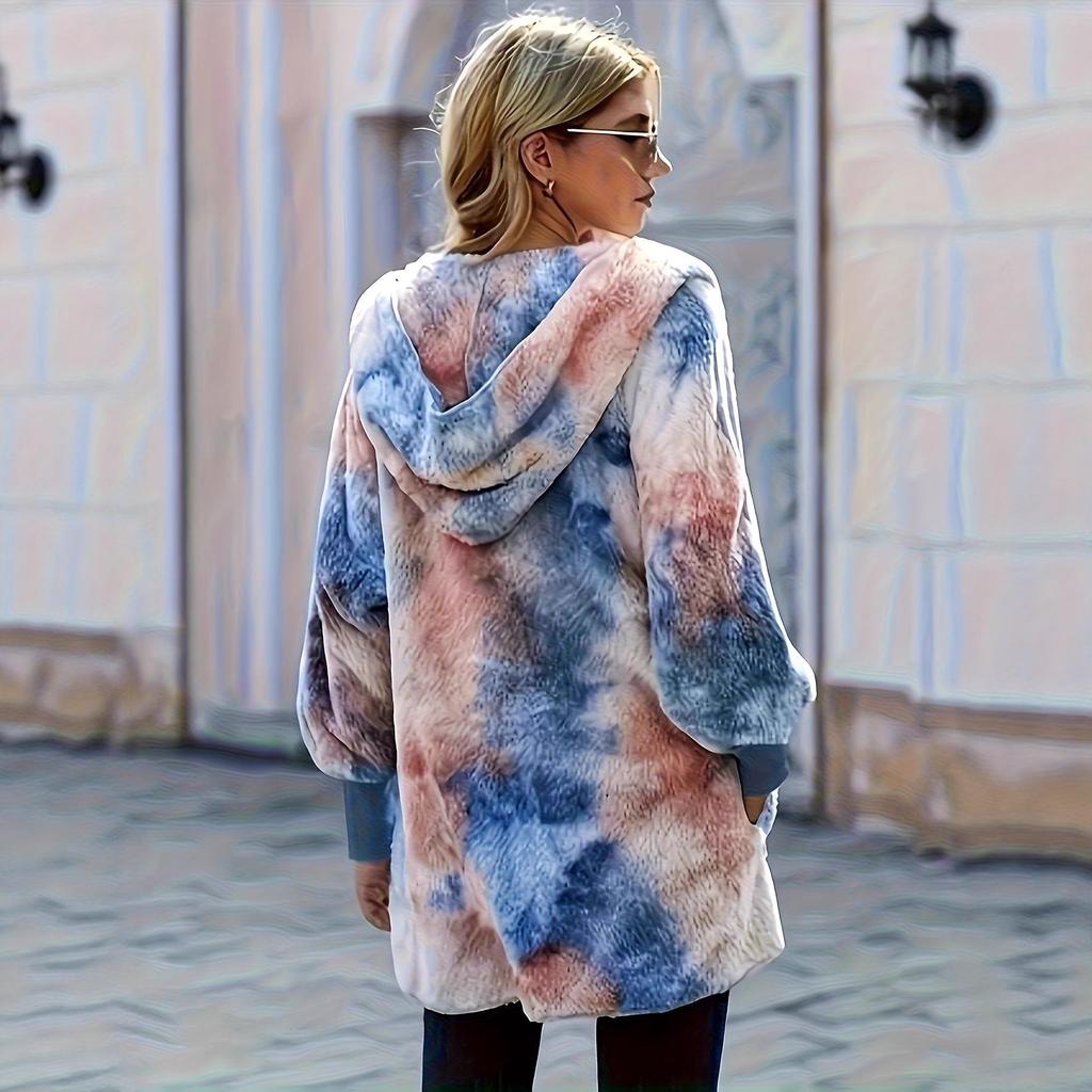 New Plush Tie-dyed Cardigan for Winter and Autumn