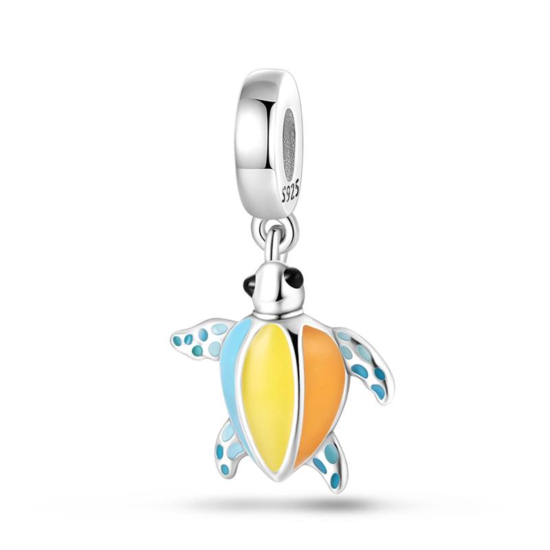 New Ocean Blue Sea Turtle Dangle Bead Fit Original Charms Copper Bracelet Diy Women Jewelry Summer Collection
