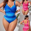 Plus Size Bikini One Piece Swimsuit Women Sexy Deep V-Neck Floral Print Bikini Swimwear Beachwear Tankini