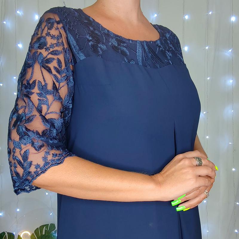 Женское платье Лето с коротким рукавом и вышивкой Женские длинные платья Повседневные платья с круглым вырезом большого размера