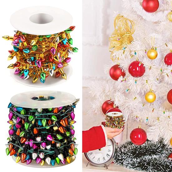 Красочная рождественская гирлянда из лампочек, мини-поддельная гирлянда из пластиковых лампочек, украшение для кукольного домика, вечеринки, свадьбы, декора