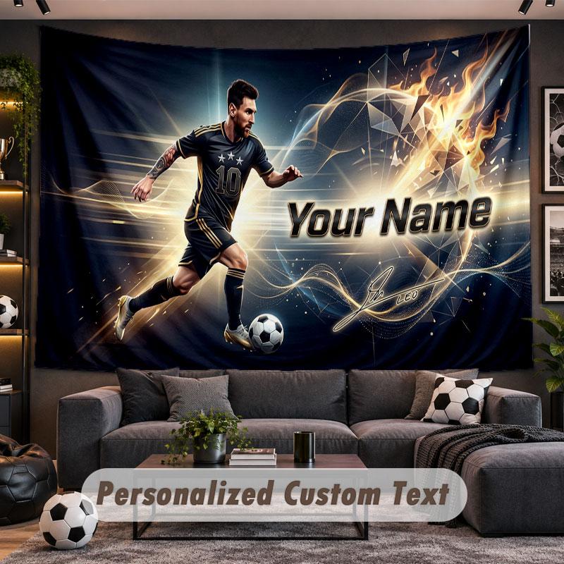 Wall Hanging Tapestry Custom NameLionel Messi Pattern Personalized Printed Fabric Wall Decor