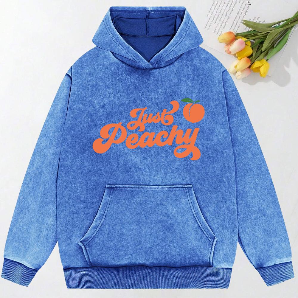 Just Peachy FrUit Printed Women Washed Hoody Oversize Clothes Loose Street Clothes Cotton Autumn Women Hoodies