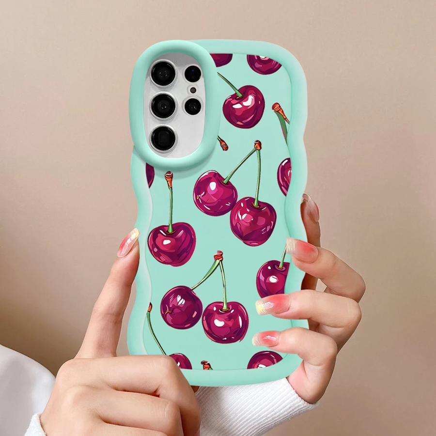 Мягкий чехол для телефона для Samsung Galaxy A25 S23 Plus S24 A26 S20 FE S22 Ultra S25 S21 A24 A54 A35 A55 A36 A34 Фрукты Вишня