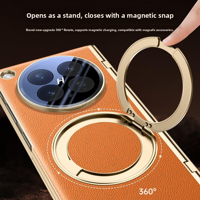 Чехол для OPPO Find N6 Роскошный ПУ-кожа Кольцо-подставка Магнитная беспроводная зарядка Защитная задняя крышка Для Find N6 N 6 Корпус телефона