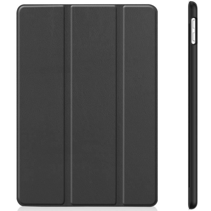 Coque iPad 10.2 - Apple - Housse Étui Mince Léger - Cuir PU - Support Auto éveil/Veille - Noir