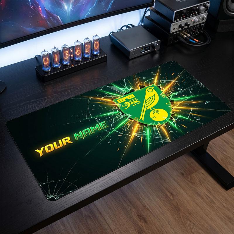 Norwich City Custom Large Mouse Pad, Personalized Name Text Print, Football Logo Non‑Slip Desk Mat Gaming Gift