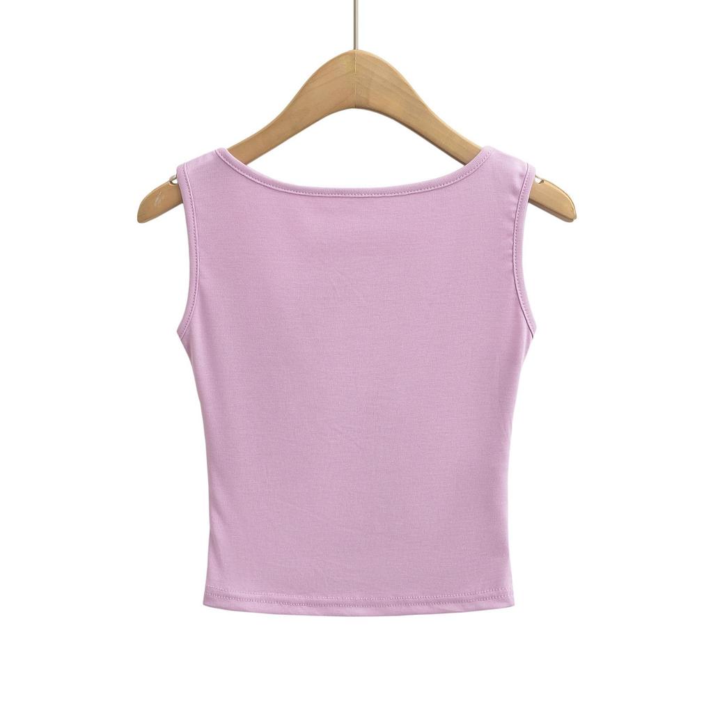 Летний кружевной кроп-топ-майка 2024 - Женский двухпредметный дизайн без рукавов с круглым вырезом