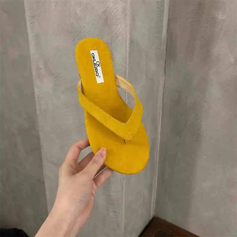 Новые летние женские повседневные шлепанцы с перемычкой между пальцами, женские удобные уличные пляжные отпускные балетки, шлепанцы