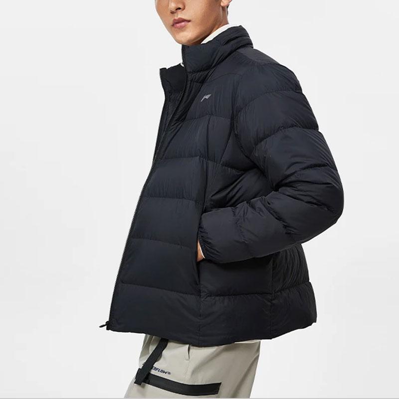 Li-Ning Off-Season Solid Color Stand Collar Slim Fit Short Down Jacket Men Jacket AYMT101-1