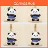 Plush Panda Doll Keychain Pendant Wearing Lace Edged Denim Skirt Design For Kids
