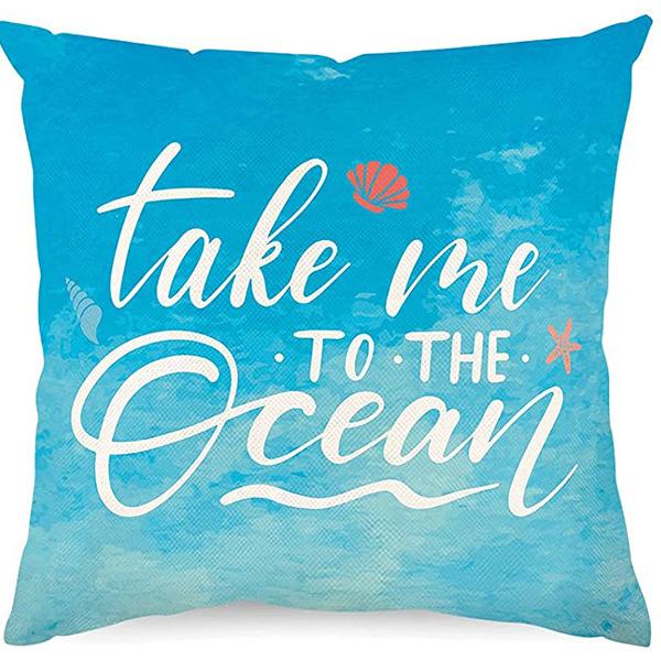 Summer Hot Style Ocean Style Pillow Beach Shell Pattern Blue Pillow Case Home Sofa Pillow Case Cushion Cover