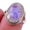 Натуральный Радужный Лунный Камень Драгоценный Камень 925 Проба Стерлинговое Серебро Кольцо Размер 6 c5w94