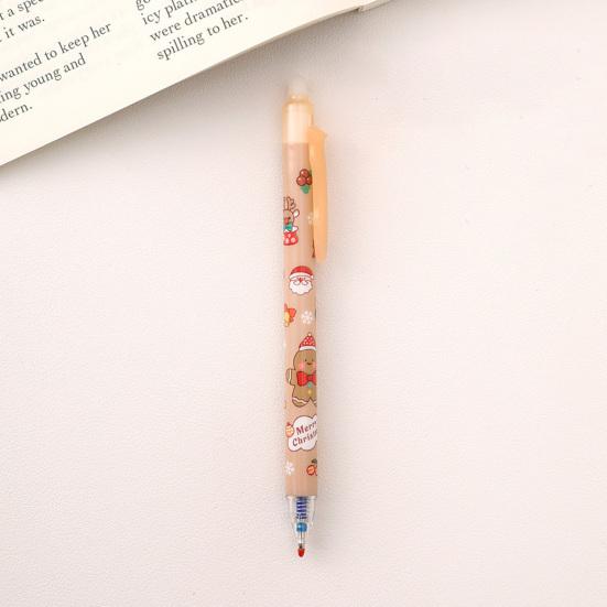 Рождественская гелевая ручка со стираемым наконечником 0,5 мм, выдвижным стержнем и ластиком. Праздничные школьные и офисные принадлежности.