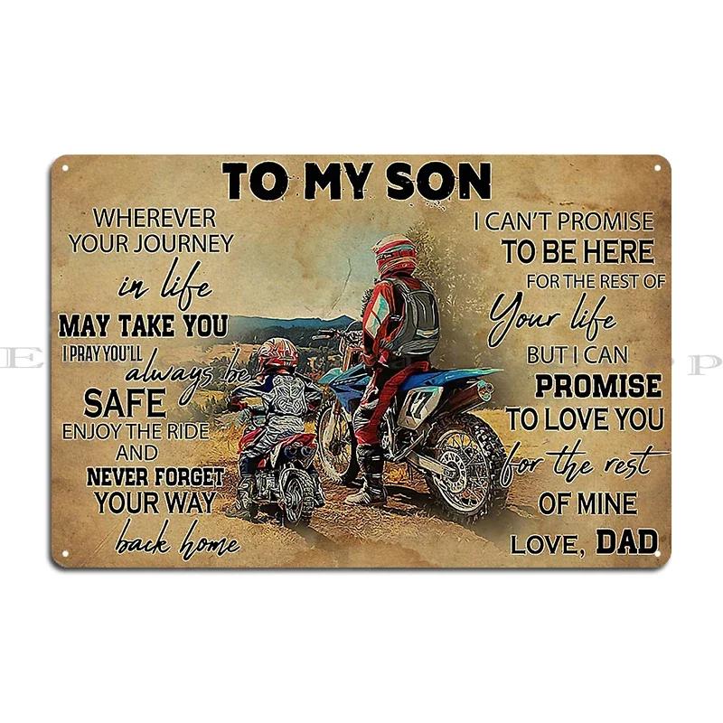 Motorcycle Father And My Son Riding Partners For Life Tee Dirt Bike Graphic friendship Metal Plaques Wall Caver Tin Sign Poster