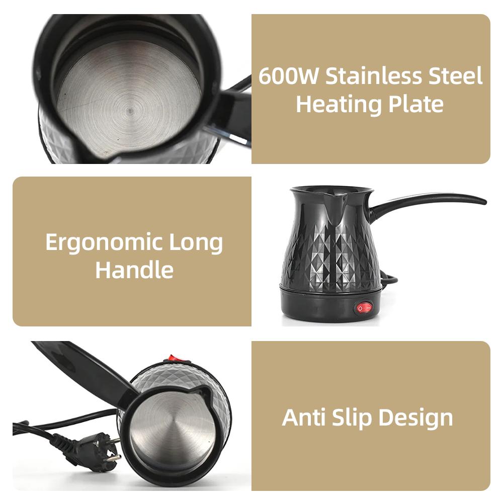 Турецкий кофейник, греческая, арабская кофеварка, портативная, 600 Вт, 600 мл, электрический чай из нержавеющей стали