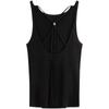 Джинсы SS24 Lyocell Blend Logo Вышитый принт Backless Knit Tank Top Женщины Топы Space-Black J223150