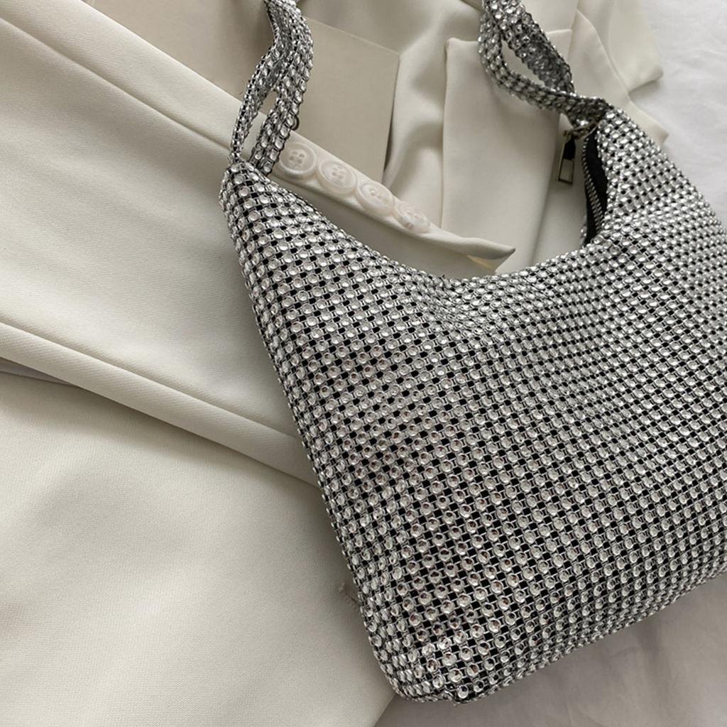 Нежная сумка через плечо для сумки со стразами, клатч, сумочка, вечерняя сумочка, серебристая блестящая сумка подмышкой на День святого Валентина