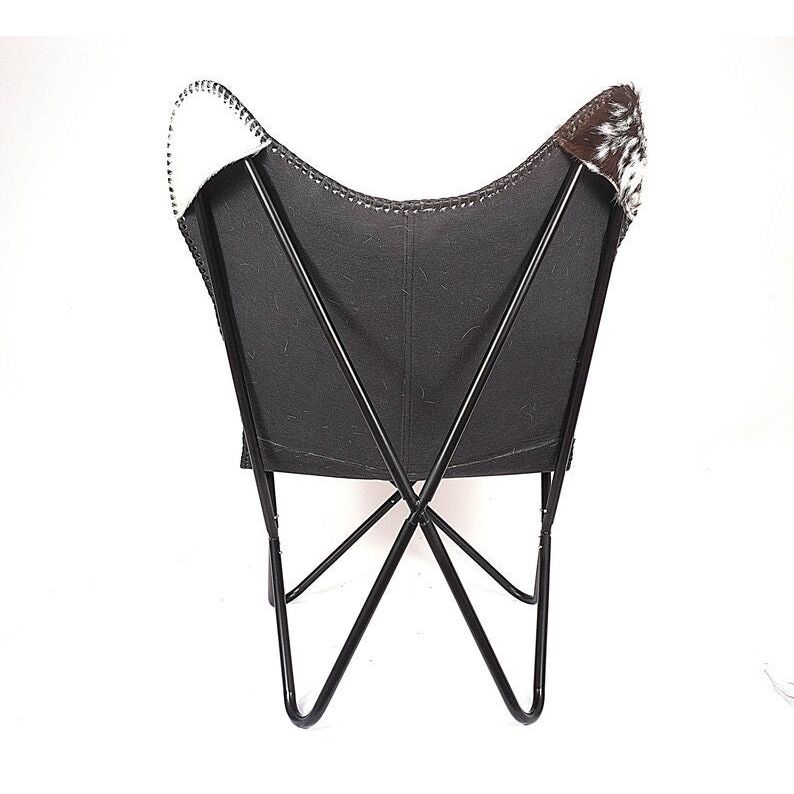 Кожаное кресло-бабочка - чехол из черно-белой коровьей кожи, складное кресло для домашнего декора, гостиной, улицы, подарок на новоселье