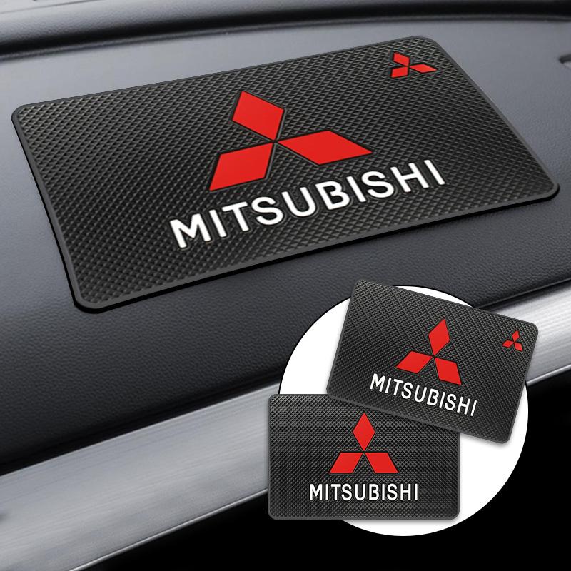 For Mitsubishi ASX Lancer Ex Galant Grandi Ecolis Competition Car Logo Non Slip Mat Auto Dashboard Sticky PVC Pad Accessories